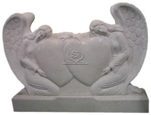 White Marble Double Angel Monument