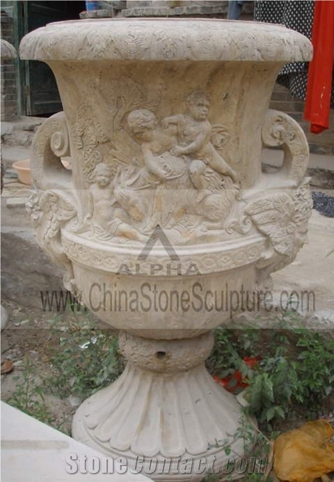 Supply Hand Carved Natural Stone Flowerpots