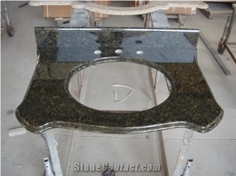 Green Galaxy Granite Bathroom Vanity Top, Natural Stone Bathroom Tops, Indoor Custom Vanity Tops