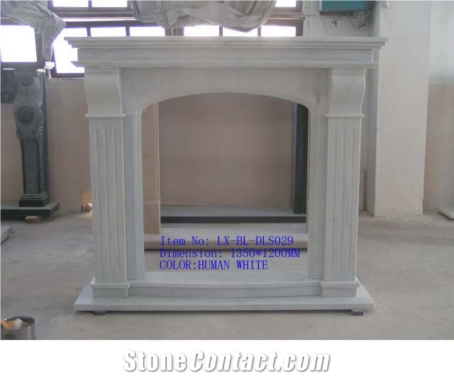 Hunan White Marble Fireplace Mantel
