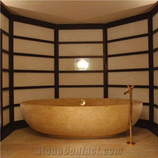 Giallo Dorato Limestone Bathtub, Beige Limestone Bathtub, Bath Tubs