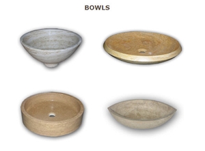 Bowls in Travertine, Limestone, Marble