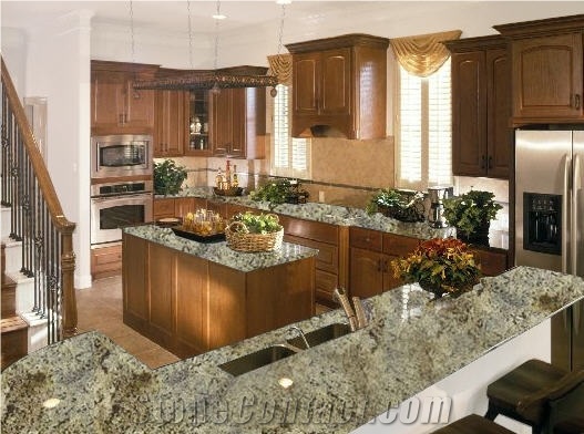 Giallo Ornamental Granite Countertop Design, Yellow Granite Kitchen ...