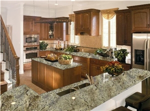 Giallo Ornamental Granite Countertop Design, Yellow Granite Kitchen Design