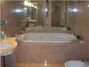Rosa Tea Marble Bathroom, Pink Marble Bath Design