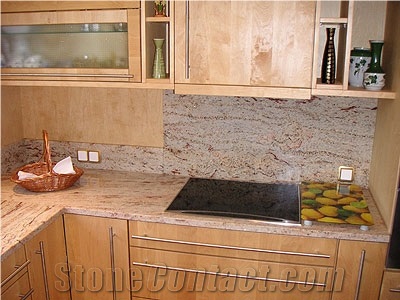 Shivakashi Granite Kitchen Worktops, Sivakasi Pink Granite Kitchen Design