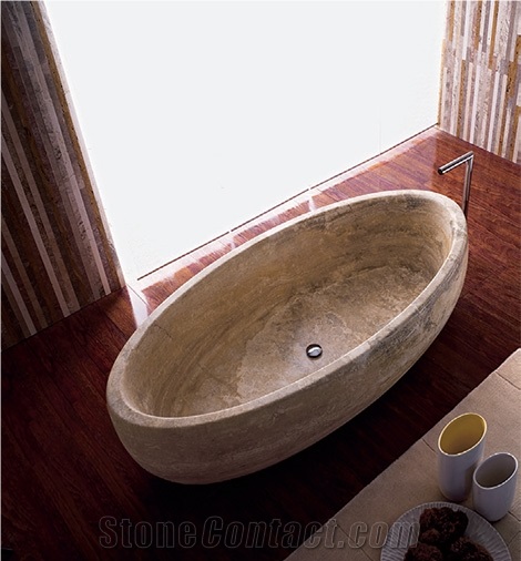 Brown Travertine Bath Tub