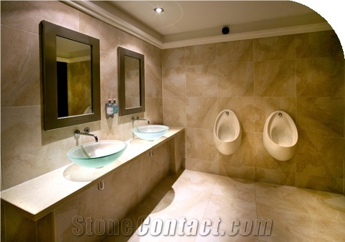 Piccolinos Vanity Top - Bathroom Interiors, Beige Marble Bath Design