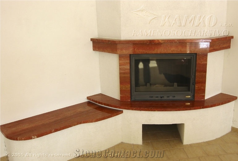 Fireplace Trim Red Travertine From Slovakia Stonecontact Com