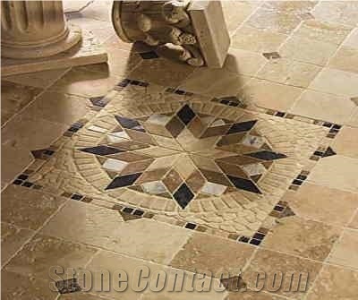 Travertine Mosaic Medallion from Ireland-39668 - StoneContact.com