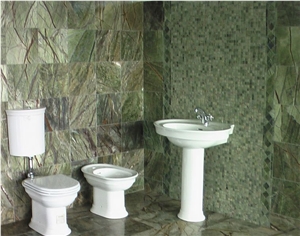 Rainforest Green Marble Bathroom, Rain Forest Green Marble Bath Design