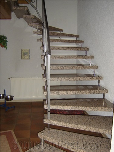 Rosa Porino Granite Stairs
