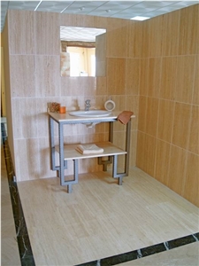 Travertino Olivillo Bathroom, Beige Travertine Bath Design