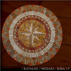 Travertine Mosaic Rosette Medallion