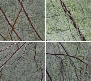 Rain Forest Green Marble Polished Slabs & Tiles, India Green Marble