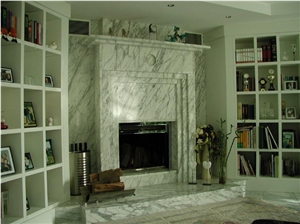 White Marble Modern Fireplace
