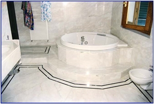 Bathroom Verde Jasmine- Inlays Black Marquinia, Marble Bath Design