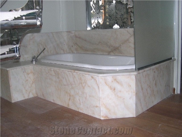 Afyon Gold Marble Bathtub Deck & Surround