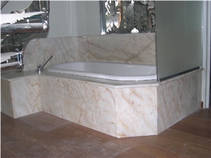 Afyon Gold Marble Bathtub Deck & Surround