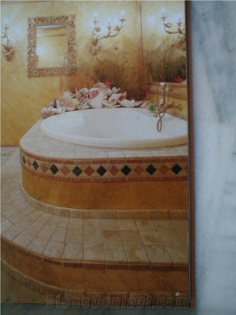 Travertine Tiles - Bathtub Surround