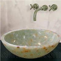 White Onyx and Glass Mosaic Sink