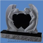 Black Granite Angel Monument,Heart Tombstone