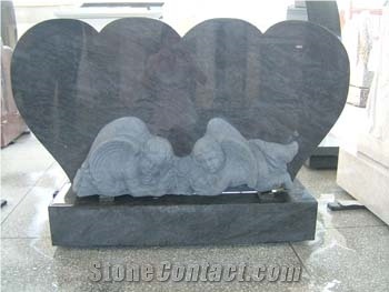 Blue Granite Heart Tombstone,Douoble Monument