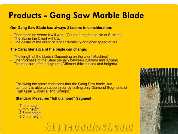 Gang Saw Marble Blades