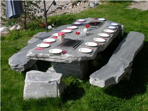 Grey Slate Block Bench, Table