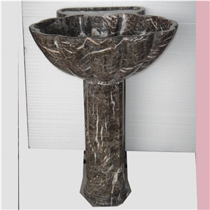 Brown Marble Pedestal Sink Fvt-006