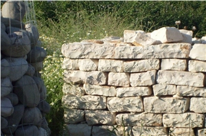Natural Stone Retaining Wall, Qafe Shtama Beige Limestone