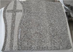 Grey Granite Cross Tombstone