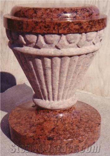 Red Vanga Granite Flowerpot