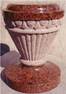 Red Vanga Granite Flowerpot