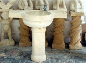 Pietra Leccese Limestone Pedestal Sink