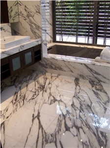 Calacatta Vagli Marble Bathroom Design, White Marble
