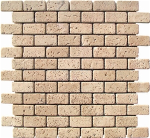 Medium Travertine Tumbled Bricks Mosaic