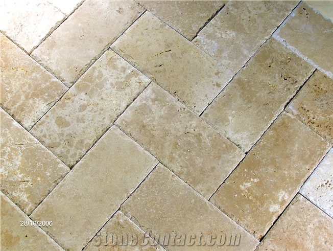Walnut Travertine Pattern Floor Tile, Turkey Brown Travertine