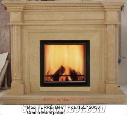 Turre Fireplace - Crema Marfil Polished