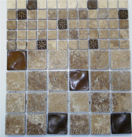 Metal Decorative Mosaic Tile, Brown Marble Mosaic