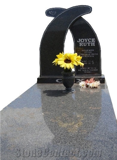 Twin Wave Design Granite Tombstone