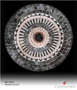 Rosette Turquesa Marble - Travertine Mosaic Medallion