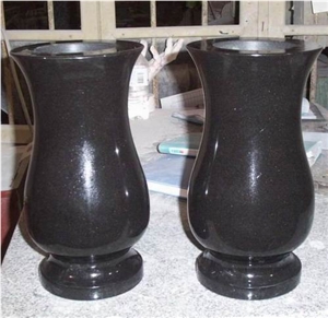 Black Granite Memorial Vase