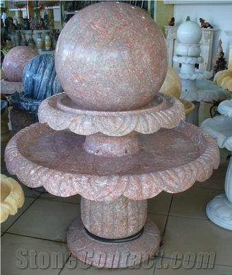 Red Marble Floating Ball Fountain
