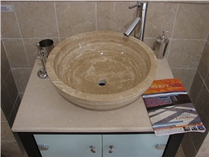 Travertine Sink Medium Honed, Filled