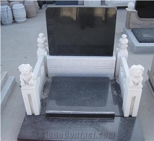 Asian Style Tombstones, Headstone, Gravestone, China Shandong Laizhou Black Granite Monument, Tombstone, Headstone, Gravestone, Memorial