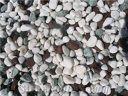 Snow White Pebble Stone, China Shandong Laizhou River Stone, Mixed Pebble Stone