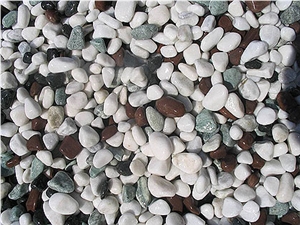 Snow White Pebble Stone, China Shandong Laizhou River Stone, Mixed Pebble Stone