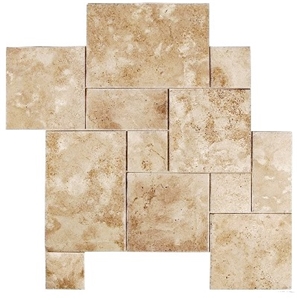 Montagna Walnut Travertine Pattern Set Tiles & Slabs, Brown Travertine Floor Tiles, Wall Tiles