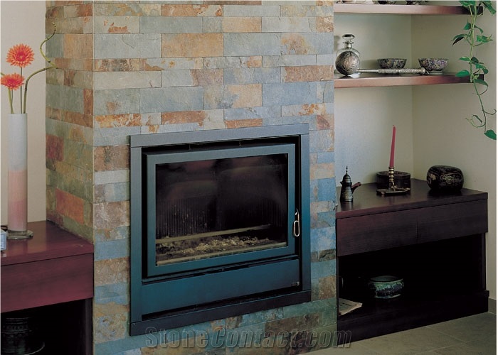 Fireplace with China Multicolor Slate